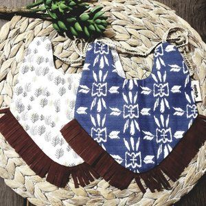 Baby Toddler fringe boho reversible bibs